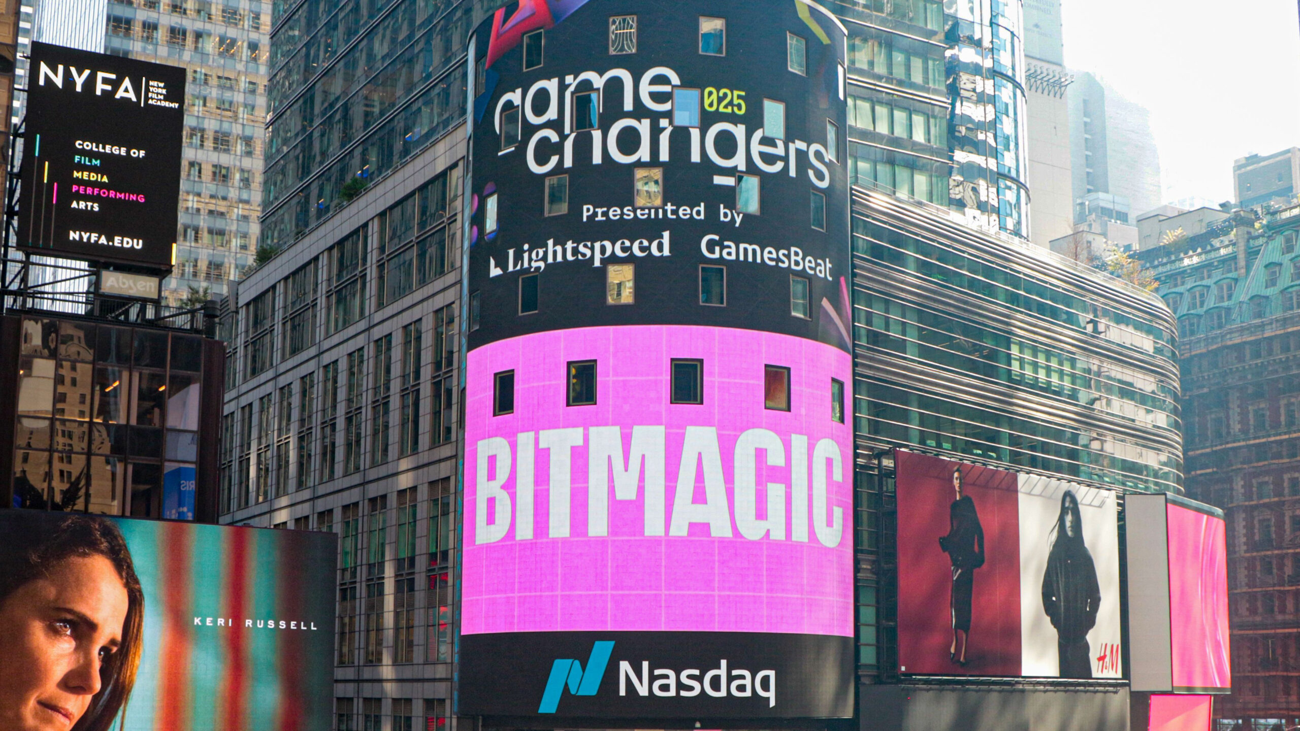Bitmagic on Nasdaq billboard in New York, October 2024